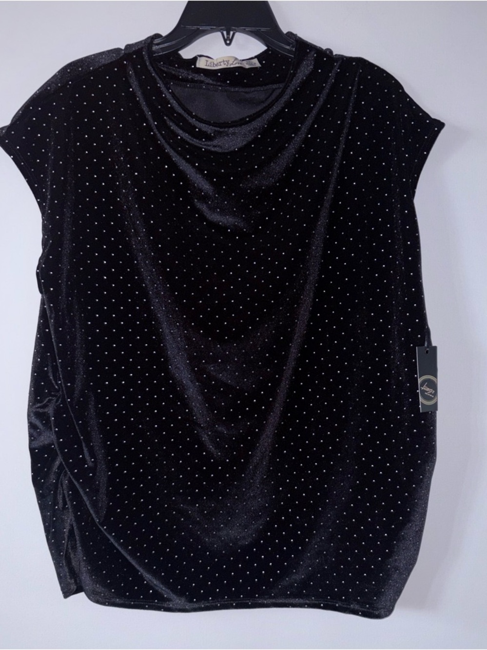 Liberty Love Black Velvet Tank with Silver Rhinestones